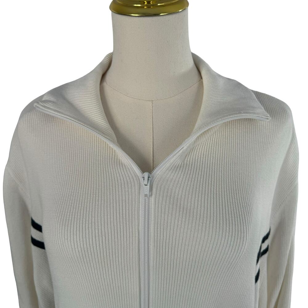 Tommy Hilfiger Vintage Zip-Up Sweater Jacket White Preppy Casual Rib Knit 2XL - Picture 12 of 16